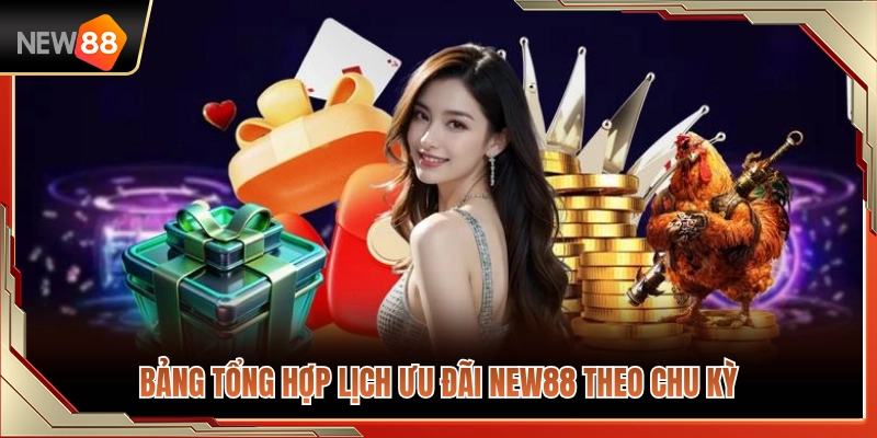 Chương Trình NEW88 Theo Ngày – Theo Dõi Khuyến Mãi Đúng Thời Điểm 3 Bảng thống kê chi tiết lịch khuyến mãi NEW88 theo chu kỳ